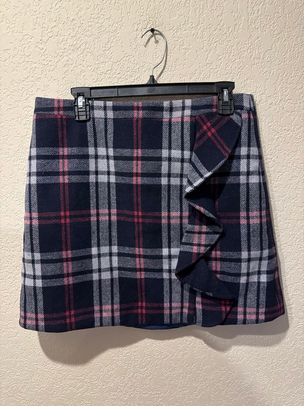⭐️ Women’s j.Crew Blue Plaid Mini Skirt W/ Ruffle Size 10 Clueless Acadamia Y2K